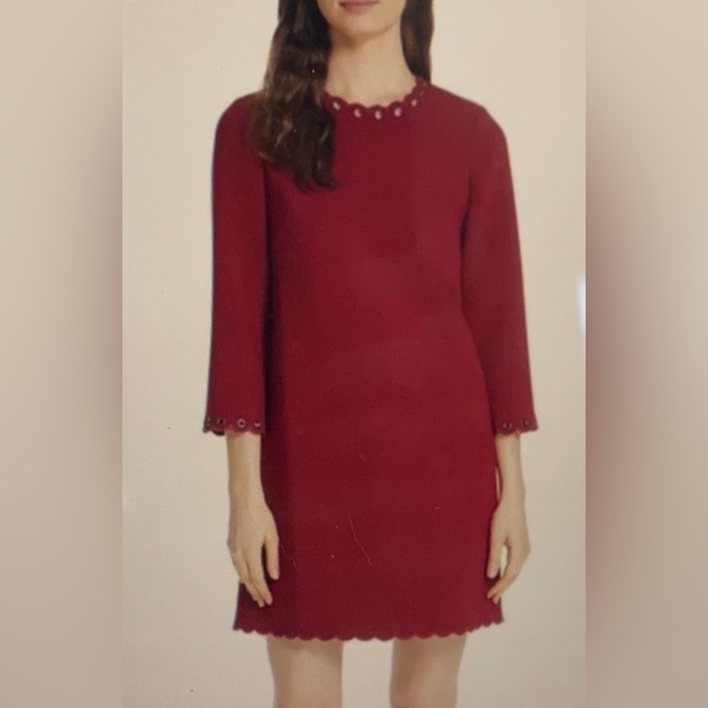 Kate Spade burgundy scalloped grommet dress 8